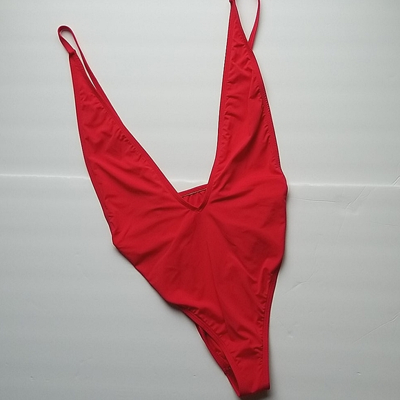 Dippin Daisy's Other - Dippin' Daisy's Red Deep V One Piece Swimsuit M